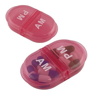 Imagem de Deke Home - Organizador de comprimidos da manhã da tarde, caixa de comprimidos com 2 compartimentos para bolso ou bolsa, estojo pequeno para remédios para uso diário, porta-comprimidos de viagem