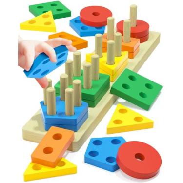 Imagem de Montessori Toys Zartores Wooden Sorting Empilhamento de 1 a 3 anos