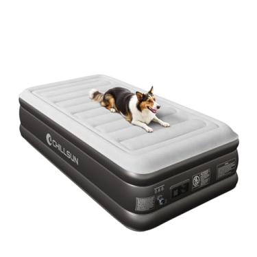 Imagem de CHILLSUN Cama de ar individual de luxo, colchão de ar inflável com bomba embutida, inflação/esvaziamento rápido, colchão portátil para hóspedes em casa, acampamento e viagens, 191 cm C x 99 cm L x 46