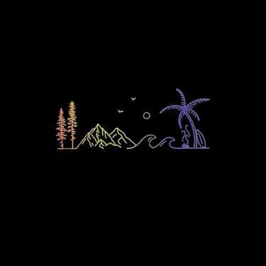 Imagem de Adesivo de paisagem de aventura para trailer, design de palmeira de montanha, 99,8 x 39,9 cm, adesivo de veículo externo CL1164 (colorido)