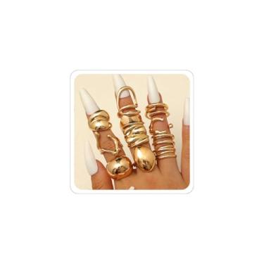 Imagem de Conjunto de anéis grossos para mulheres, conjunto de anéis de articulação, anillos para mulheres, acessório aberto, boho, baile de finalistas, bijuteria, Zinco, Sem pedra preciosa