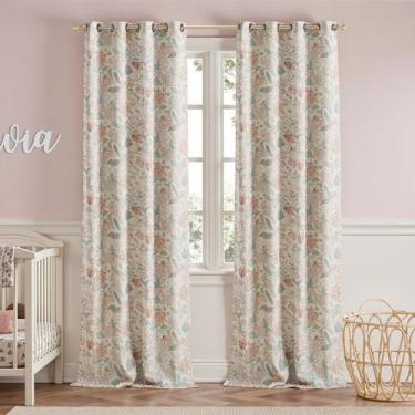 Imagem de Cortinas jinchan Nursery 95% Blackout Pink Floral 24cm