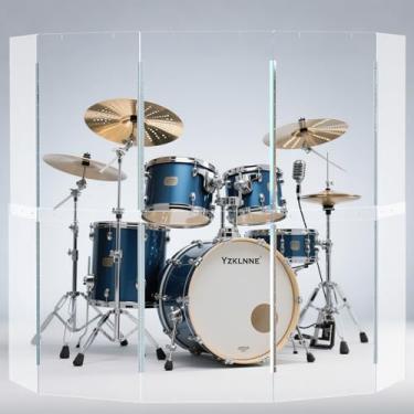 Imagem de Escudo de tambor portátil | 5 painéis de 6 pés x 1,5 m | Dobradiças de aço inoxidável de comprimento total instaladas de fábrica | Barreira de som de tambor de acrílico | Gaiola de bateria para uso na