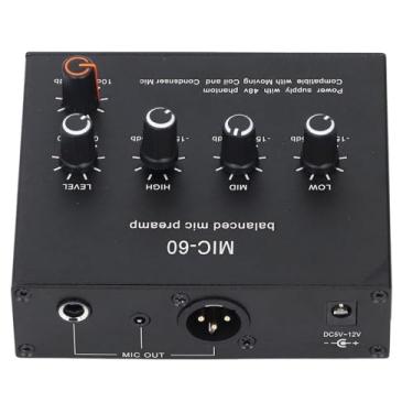 Imagem de Fafeicy Pré -amplificador de Microfone, Ganho de 60dB 48V Power Com, Mic Gain Booster para Microfones de Condensador Dinâmico, Gravação de Estúdio Em Casa e Transmissão Ao Vivo