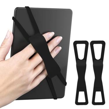 Imagem de SEPTBEAM 2 peças de suporte de alça de mão para Kindle e Teblets – leitura manual, minimiza quedas e fadiga para Kindle Paperwhite/Kobo/Oasis/E-Book/Mini Teblets/telefone (preto + preto)