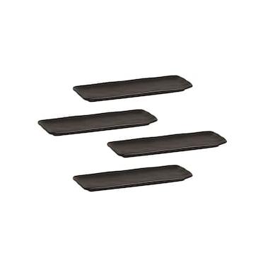 Imagem de Conjunto de Travessas Retangulares Médias Porto Brasil Orgânico Preto Matte 33x13cm - 4 peças