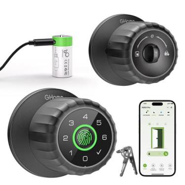 Imagem de Fechadura de porta inteligente com impressão digital GHome 4 em 1 com 