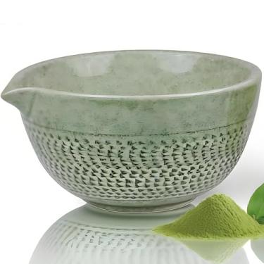 Imagem de Tigela de chá tradicional Matcha com bico, tigela de cerâmica matcha de 500 ml/510.3 g, feita à mão, cerimonial japonês, matcha chawan para Matcha em pó/salada/fruta/sopa/chá, presente para amantes de