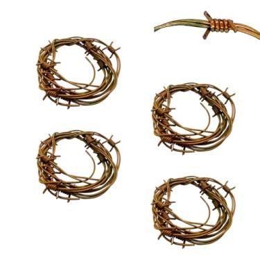 Imagem de 4 peças de decoração de arame farpado enferrujado – guirlanda de arame farpado enferrujado de plástico de 80 m para adereços de Halloween, festa de cowboy e decorações de Natal
