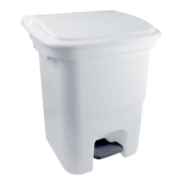 Imagem de Lixeira Plástica Com Pedal 50l - Plasvale Branco