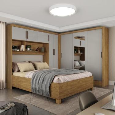 Imagem de Guarda-roupa Casal Modulado 5 Portas com Cama Santiago 3 Portas com Es