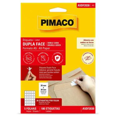 Imagem de Etiqueta dupla face adesiva 20x30mm A5 com 5 folhas - Pimaco