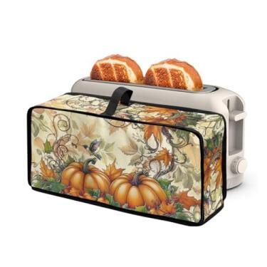 Imagem de Capa de torradeira Pumpkins 2 fatias longas com alça fina torradeira capa contra poeira poliéster dobrável acessórios de cozinha compatíveis com máquina de fazer pão de duas fatias, presentes de