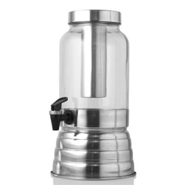 Imagem de Suqueira 3 Litros com Porta Gelo Polida em Alumínio e Vidro, Ideal para Suco, Bebidas e Eventos Elegantes