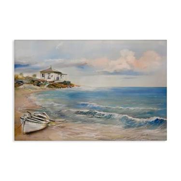 Imagem de Stupell Industries Arte de parede em tela de cena de barco a remo da costa, design de Ruane Manning, 40,6 x 61 cm