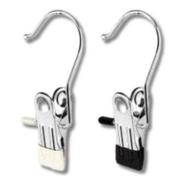 Imagem de Kit Cabide Prendedor de Roupa e Boné, Gancho em Aço Inoxidável, Prata, Organizador Lavanderia (10 Unidades)