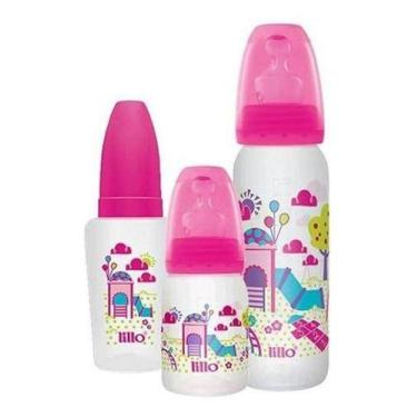 Imagem de Kit Mamadeira Evolução Divertida Rosa com 3 Unidades 614831 Lillo