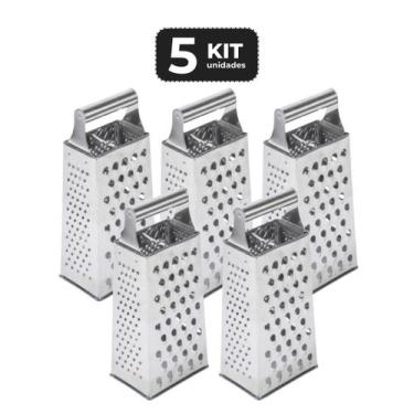 Imagem de Kit 5 ralador inox 4 faces 7" - Chef Line