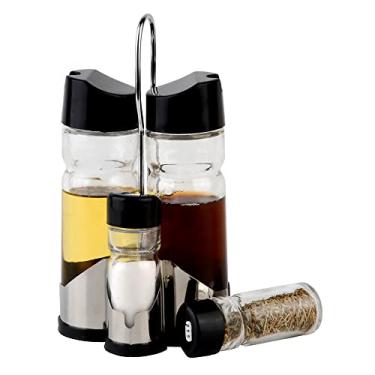 Imagem de WOLFF - Galheteiro 4 Peças de Vidro com Tampa Plastico e Suporte Donatello 11cm x 10cm x 20 cm