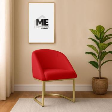 Imagem de Banqueta Poltrona Lua Penteadeira E Salão Com Base Metálica, VERMELHO