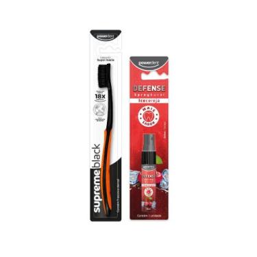 Imagem de Kit Spray Bucal com Escova de Dente Supreme Black Powerdent, Laranja