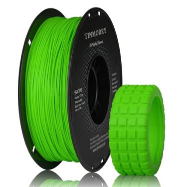 Imagem de TINMORRY Filamento TPU de 1,75 mm, filamento flexível de impressora 3D TPU 95A, adequado para a maioria das impressoras 3D FDM, carretel de 1 kg (1 kg), verde fluorescente