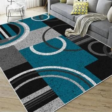 Imagem de Tapete de veludo cristal com estampa geométrica | Para sala de estar e quarto, decoração suave para casa (120 x 160 cm (46 x 62 pol.)/zy-250802014606)