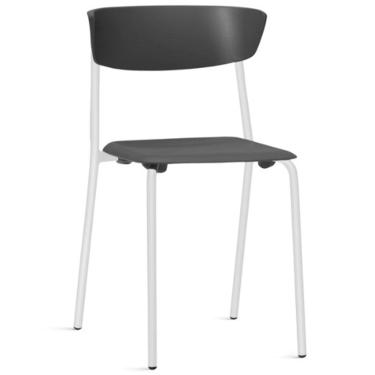 Imagem de Cadeira Empilhável Fixa F02 Base Aço Branco Preto - Lyam Decor