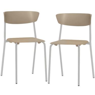 Imagem de Kit 02 Cadeiras Empilhável Fixa F02 Base Aço Cinza Nude - Lyam Decor