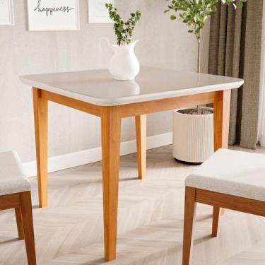 Imagem de Mesa de Jantar Quadrada 4 Lugares 95cm Tampo MDF e Vidro Tangará CabeC