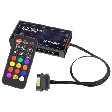 Imagem de Controladora ARGB Fortrek - 7 Conectores - Controle Remoto - Energia SATA - 84969