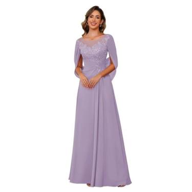 Imagem de Vestido para a mãe da noiva RUMUGUYA Dusty Purple Chiffon A Line