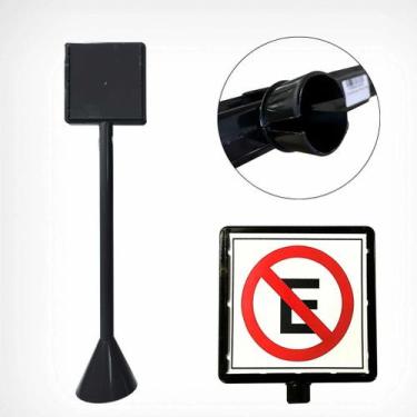 Imagem de Kit com 2 Suporte Para Placa Movel Com 2 Pedestal De Sinalizacao - pla