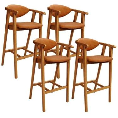 Imagem de Kit 4 Banquetas Alta Para Cozinha Bancada Bar Sala De Jantar Fixa Cecí