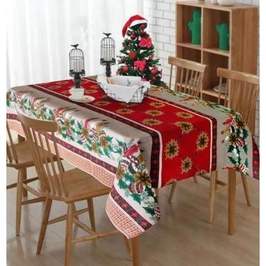 Imagem de Toalha de Mesa Natal Retangular 8 lugares 145x205cm Algodão Poliester 