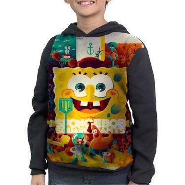 Imagem de Moletom Infantil Spongebob Bob Esponja Calça Quadrada - smoke, Preto, 