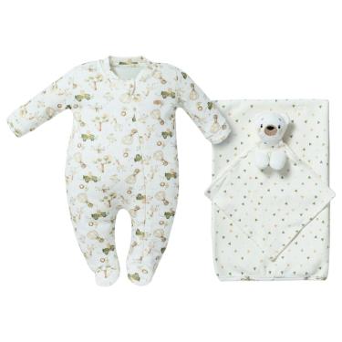 Imagem de Kit Macacão Bebê Menino + Cueiro + Naninha Big Friends -Hug