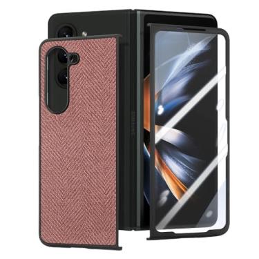 Imagem de Capa dobrável simples para Samsung Galaxy Z Fold 5 Fold4 Fold5 Fold 4 Zfold5 Tela de vidro temperado capas de filme, marrom, para Samsung Z Fold 5