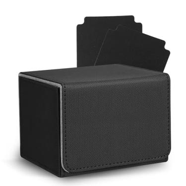 Imagem de Zettokete MTG Deck Box with 2 Dividers, Large Capacity Commander Deck Box Fits 100+ Double-Sleeved Cards, PU Leather Card Deck Box Compatible with Magic Commander YuGiOh TCG CCG, Black