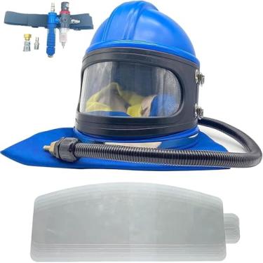 Imagem de Capacete De Jato De Areia Capacete De Jato De Areia De Alimentação De Ar Seguro Com Protetor De Capuz De Jato De Areia De Proteção De Ombro Para Jateamento De Areia Equipado Com Um Termosta