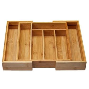 Imagem de Organizador De Talheres De Bambu AjustáVel - Porta Talheres Para Gaveta Com 7 DivisóRias