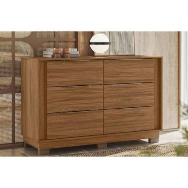 Imagem de Cômoda de Quarto Giardino c/ 6 Gavetas e Pés Nogueira Touch - Demóbile
