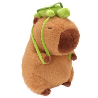 Imagem de Mochila de pelúcia CHDBLOCK Capivara com tartaruga 33cm