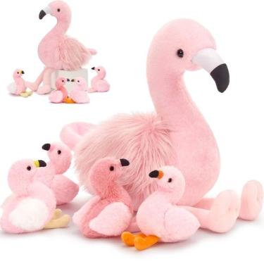Imagem de Bicho de pelúcia MoriSmos Plush Flamingo 45 cm com 4 brinquedos para b