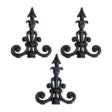 Imagem de Kit 3 Ponteira Ponta De Lança Ferro N19 Grade Muro 23X18Cm