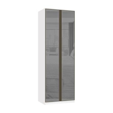 Imagem de Guarda Roupa Modulado 2 Portas 80cm Prata Branco Ff Prata