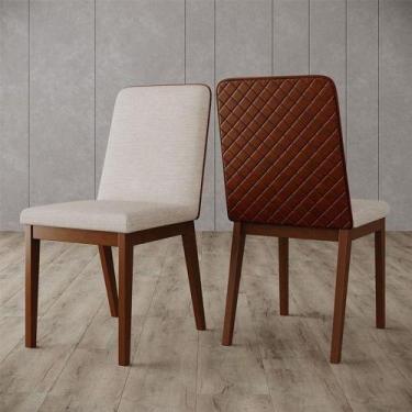 Imagem de Cadeira Para Mesa De Jantar Pietra Ambiente Kit 02 Peças Corano Carame