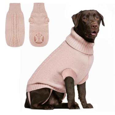 Imagem de Suéter de malha para cães de pequeno a grande porte - pulôver de gola rolê de lã quente para chihuahua, pug, labrador, Golden Retriever, roupas de inverno macias para clima frio (vermelho, 2GG)