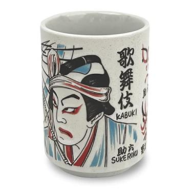 Imagem de MINO WARE JAPAN -Cerâmica Unomi-japonesa 266 ml, xícara de chá, caneca, sushi feito no Japão (C3-16 Kabuki sukeroku)