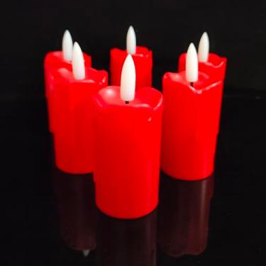 Imagem de Pacote com 6 velas votivas LED sem chamas com temporizador embutido, conjunto de velas elétricas realistas, operadas por pilhas, para festa em casa, casamento, Halloween, Natal, decorações 3,8 cm P x